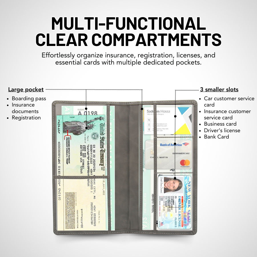 HIGHTQURO® Premium Car Registration & Insurance Card Holder with Magnetic Shut