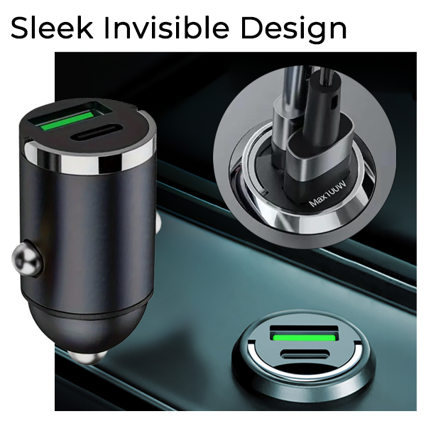 2025 NEW✨ Invisible Fast-Charging 2 Port USB Car Charger Adaptor (USB Type-A & Type-C)