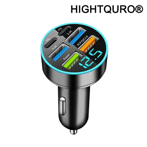 HIGHTQURO® 6 Port USB Car Charger Adaptor with Voltmeter