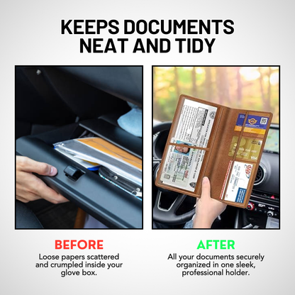 HIGHTQURO® Premium Car Registration & Insurance Card Holder with Magnetic Shut