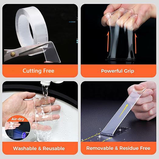 HIGHTQURO® Nano Double Sided Tape, Multipurpose Strong Mounting Tape