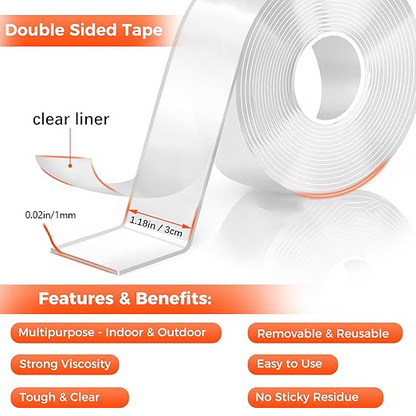 HIGHTQURO® Nano Double Sided Tape, Multipurpose Strong Mounting Tape